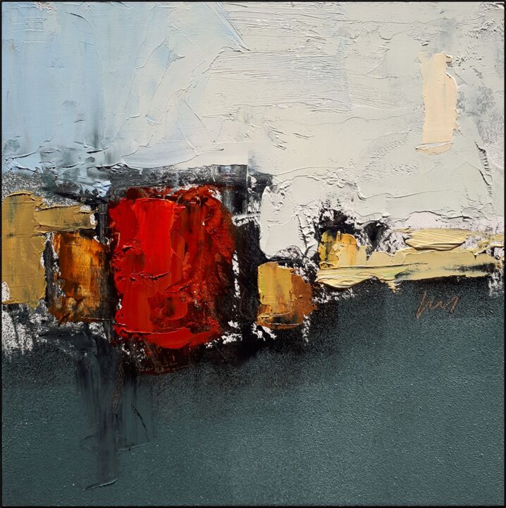 Painting titled "November abstraction" by Kazimierz Mordarski, Original Artwork, Oil