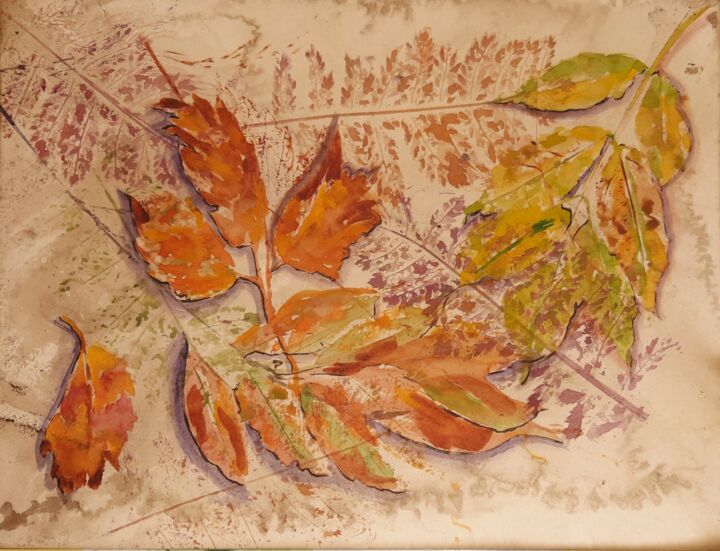 Dessin intitulée "Automnal7" par Brigitte Mathé (MBL), Œuvre d'art originale, Aquarelle