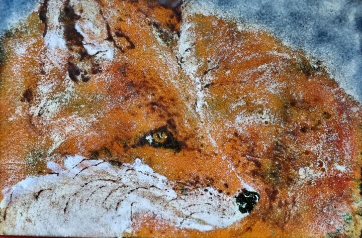Peinture intitulée "Goupil - Pièce uniq…" par Isabelle Mathis, Œuvre d'art originale, Émail