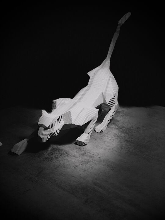 Sculpture intitulée "Panther" par Neven, Œuvre d'art originale, Bois