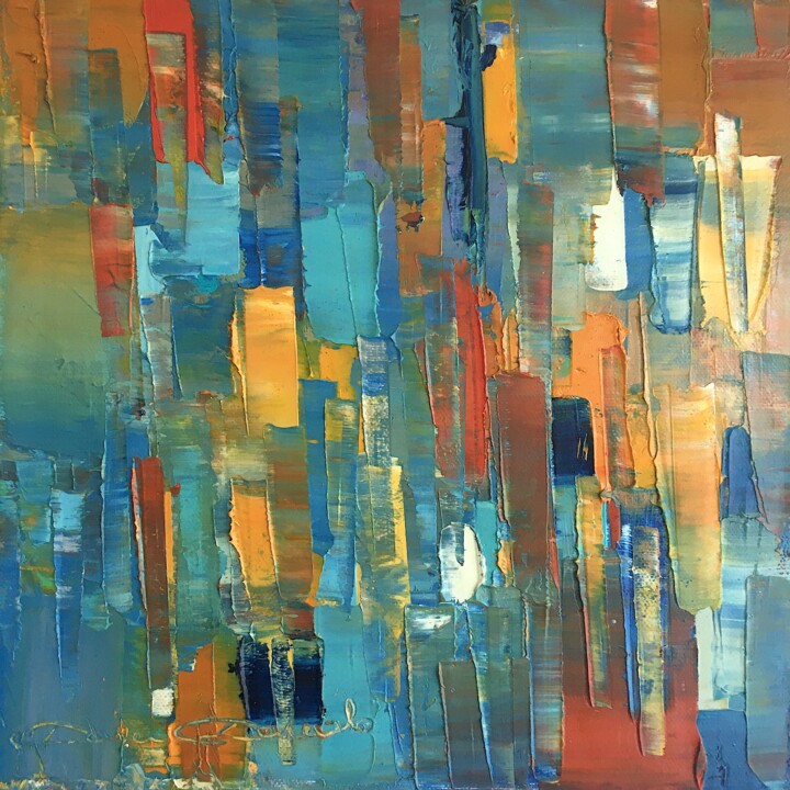 Peinture intitulée "Verticales strates" par Dam Domido, Œuvre d'art originale, Huile Monté sur Châssis en bois