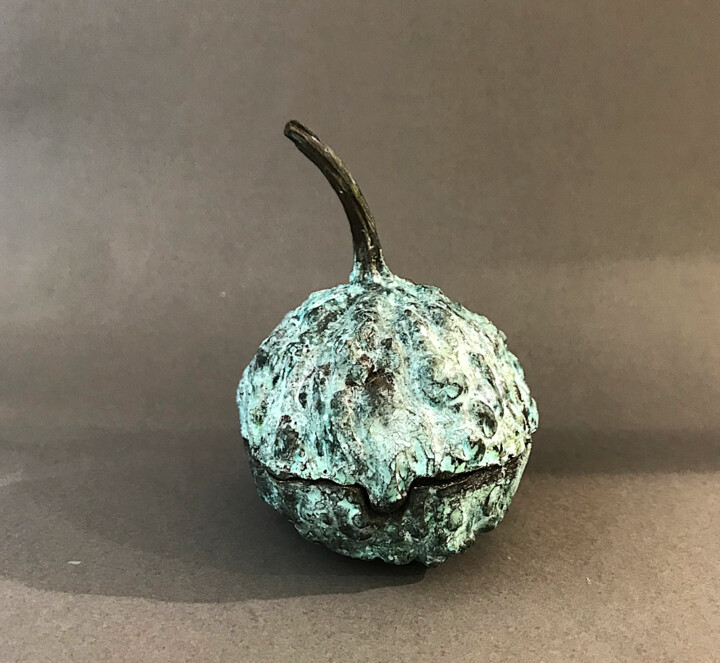 Bronze Pumpkin-box 雕塑, 3.5x2.8 in