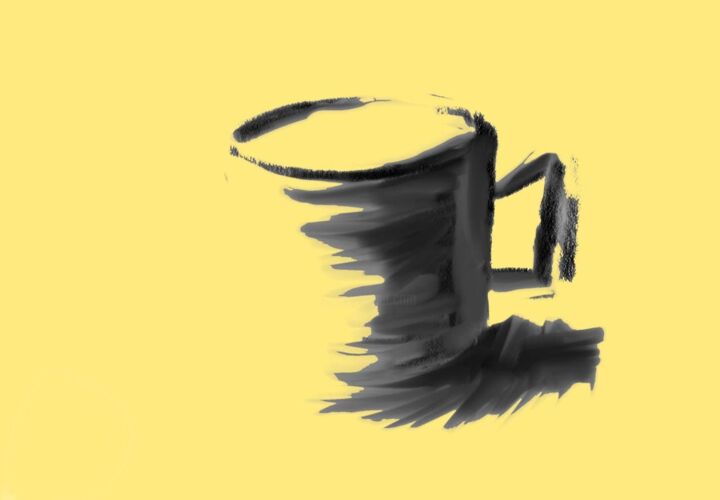 Yellow coffee cup digital print 数字艺术