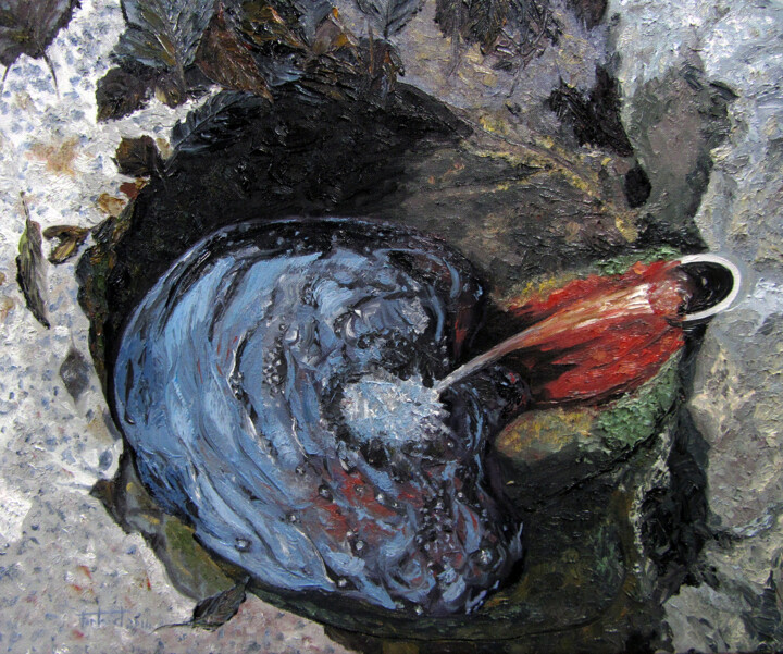 Pintura titulada "La font picant" por Josep Maria Fontanet Sureda, Obra de arte original, Oleo Montado en Bastidor de camill…