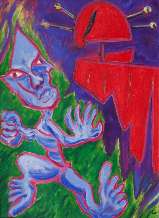 Run Blue Guy Run 绘画, 32x24 in