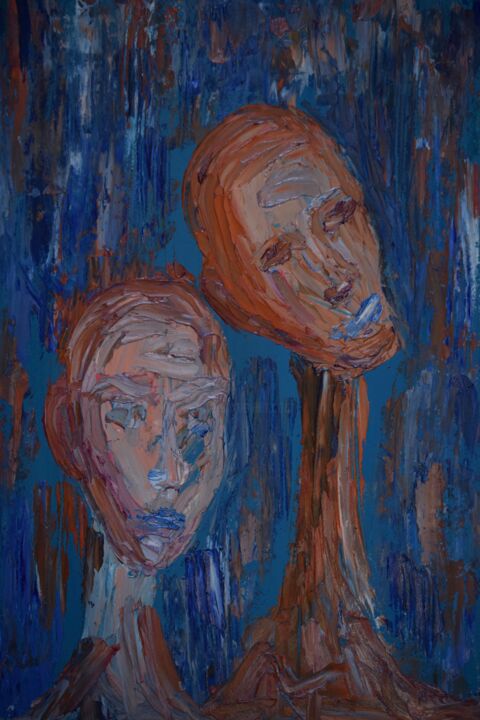 Orange and blue 绘画, 17.7x11.8 in