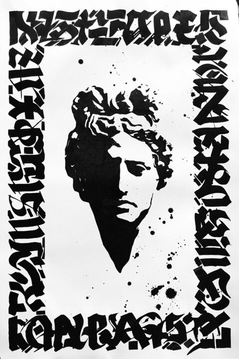 Tekening getiteld "Apollogothic" door Ikrambek Muratbaev, Origineel Kunstwerk, Inkt
