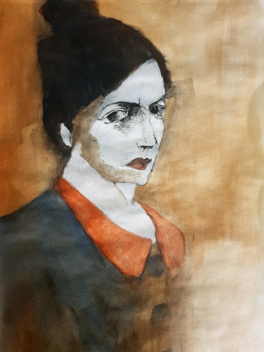 Daniela en couleurs ou en colère 绘画, 15.8x11.8 in