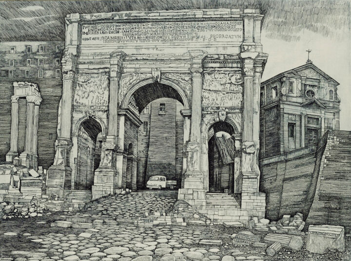 Printmaking titled "Арка Севера" by Anatolii Ivanovich Iaroslavtsev 1951 2019, Original Artwork, Engraving