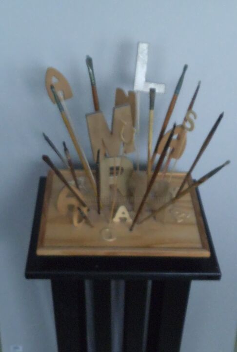Sculptuur getiteld "Hommage" door Michel Marant, Origineel Kunstwerk, Hout