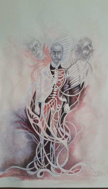 Drawing titled "Proceso del dibujo" by Itzeel Reyes, Original Artwork, Watercolor