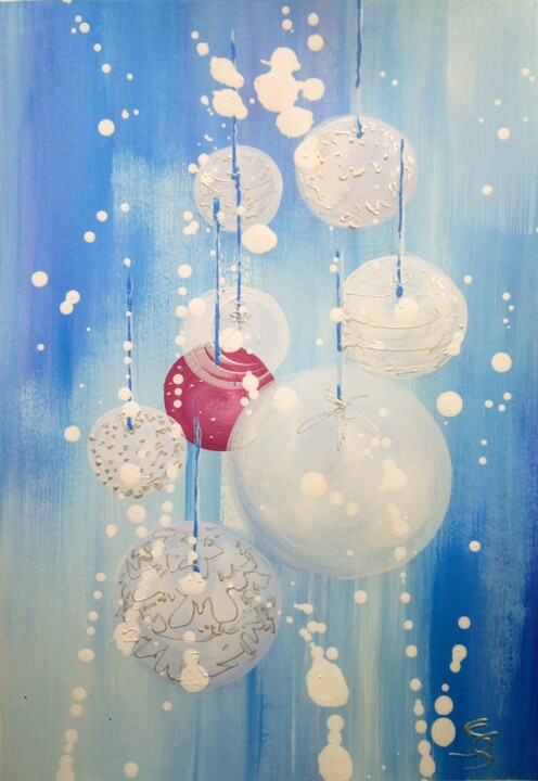 CHRISTMAS BALLS 绘画, 16.1x11.4 in
