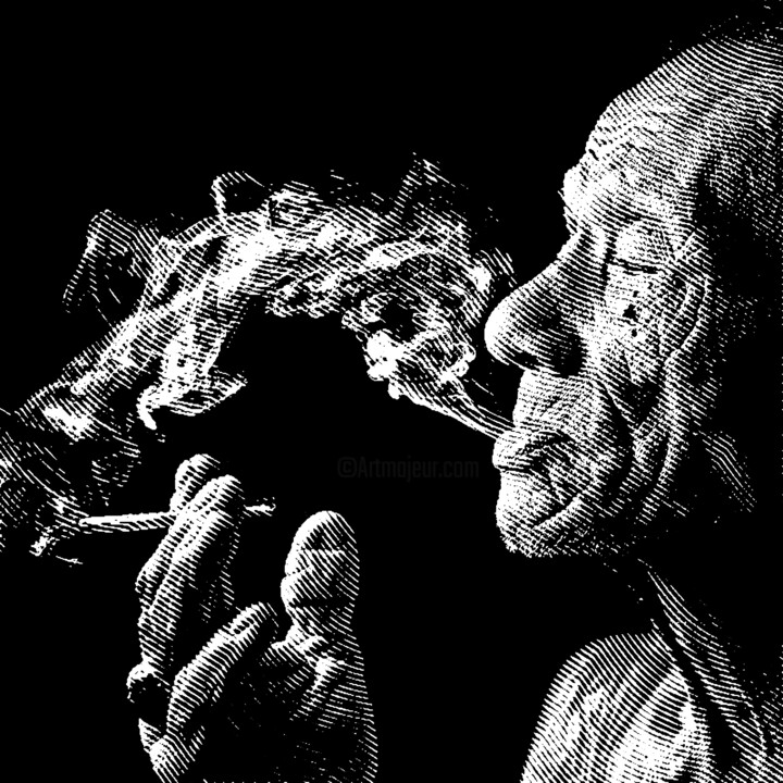 ⚜️ Smoke Oldman ⚜️ 印花与版画, 15.8x15.8 in