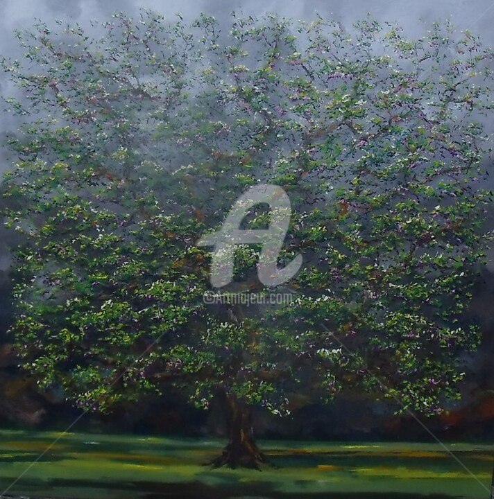 绘画 标题为“Grand arbre vert” 由Olivier Lecourtois, 原创艺术品, 丙烯