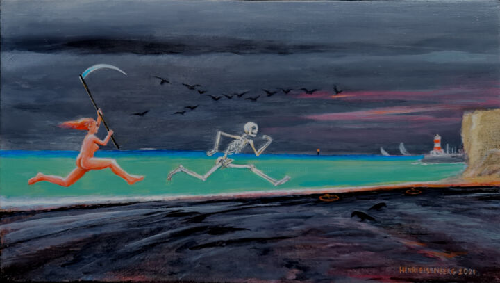 La Mort en Fuite 绘画, 7.5x13 in