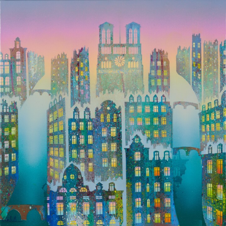 Peinture intitulée "CANTARUM URBIS 02" par Bernard Ambielle, Œuvre d'art originale, Huile