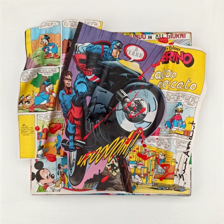 Capitan America on Wheels 绘画, 11.8x11.8 in