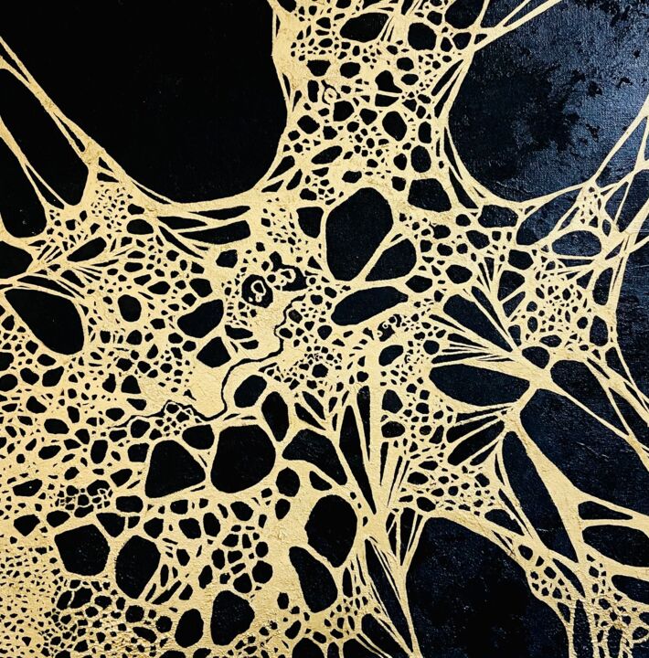 Gold & Black. Abstraction 50x50cm 绘画, 19.7x19.7 in