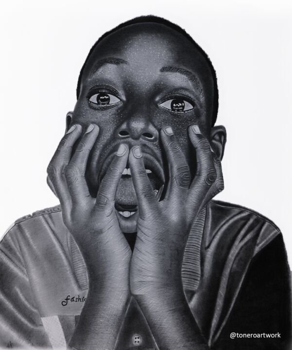 图画 标题为“Fear of the Unknown” 由Toneroartwork Anthony Edem, 原创艺术品, 木炭