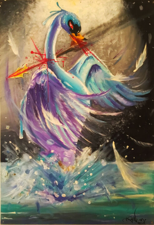 Dead Swan 绘画, 39.4x27.6 in