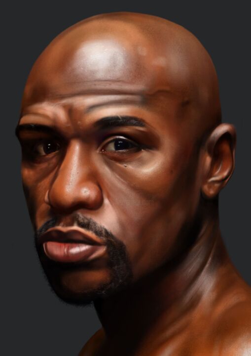 Digital Arts titled "Floyd Mayweather jr" by Bartosz Oziembłowski, Original Artwork, Digital Painting