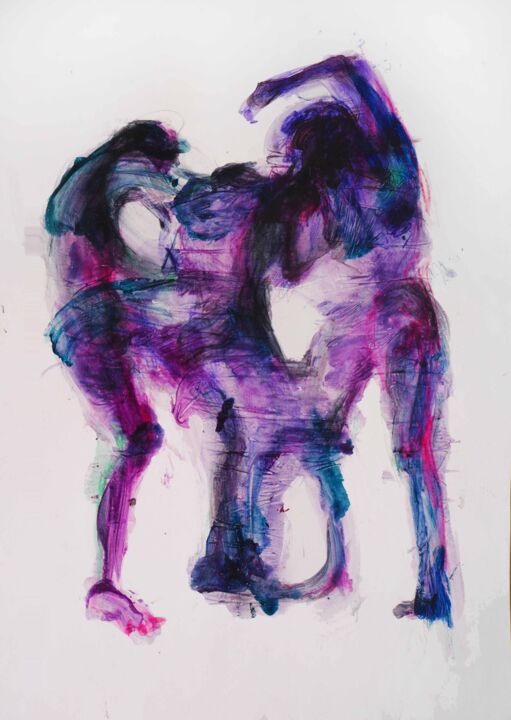 Fight I (Cleavage) 绘画, 16.4x11.6 in