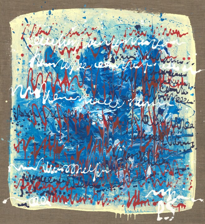 Painting titled "Between lines of le…" by Liubov Kondratovich, Original Artwork, Acrylic