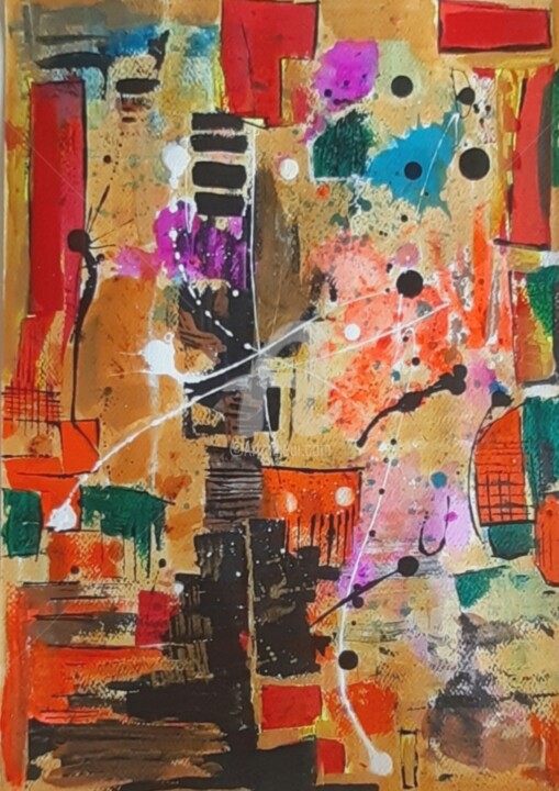 Painting titled "Abstract-01" by Afzal Shaikh, Original Artwork, Acrylic