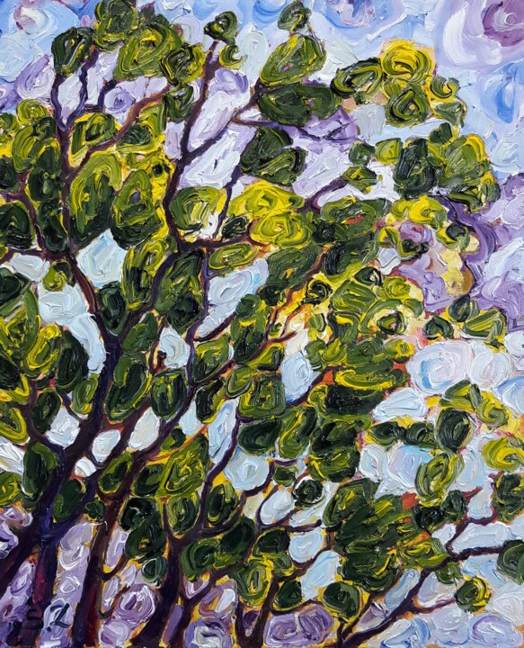 Painting titled "Purple walk" by Svitlana Zozulia, Original Artwork, Oil