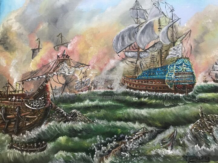 Bataille de Bézéviers- Reproduction maritime 绘画, 20.1x23.6 in