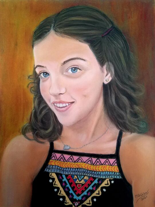 Dessin intitulée "Daniela, ma petite…" par Marian Cobos, Œuvre d'art originale, Pastel