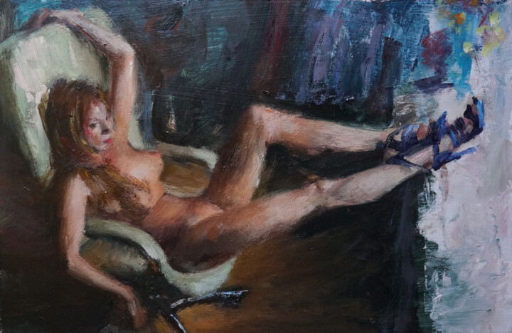 Repos avec chaussures 绘画, 10.6x15.8 in