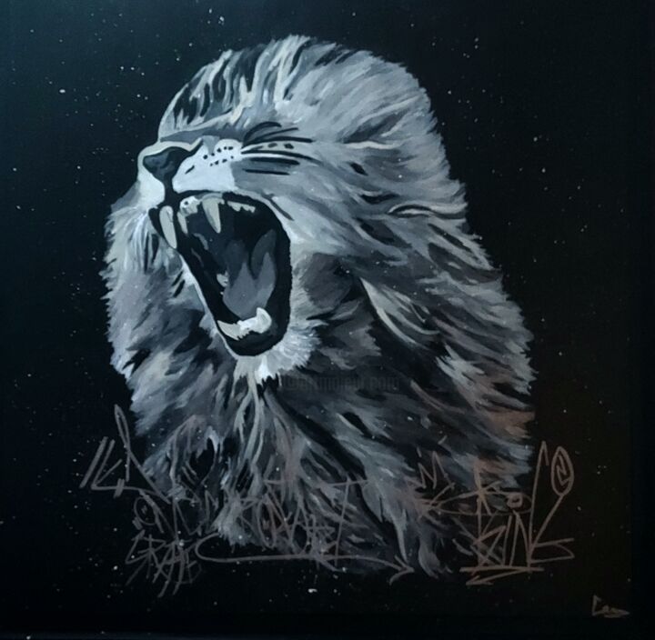 The Lion 2 Acrylic painting 绘画, 31.5x31.5 in