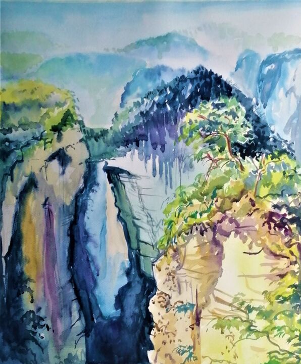 Painting titled "Китай. Национальны…" by Maiia Kamaldinova, Original Artwork, Watercolor