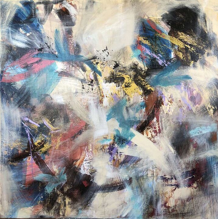 Schilderij getiteld "Abstract Colorful W…" door Olena Kryvonos, Origineel Kunstwerk, Acryl Gemonteerd op Frame voor houten b…
