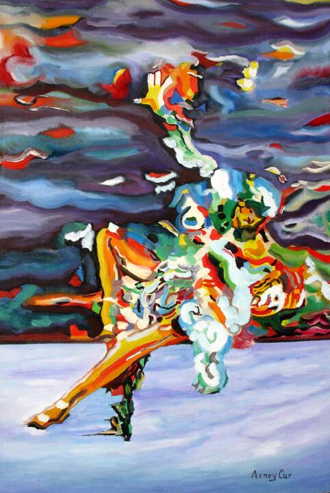 Danzando sobre el hielo 绘画, 35.4x23.6 in