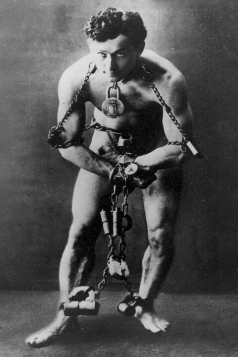 Harry Houdini Magic Magician Escape Artist Standing Shackels 绘画, 24x16 in