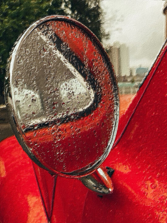 Painting titled "Rain Drops On Rear…" by Tony Rubino, Original Artwork, Acrylic Mounted on Wood Stretcher frame