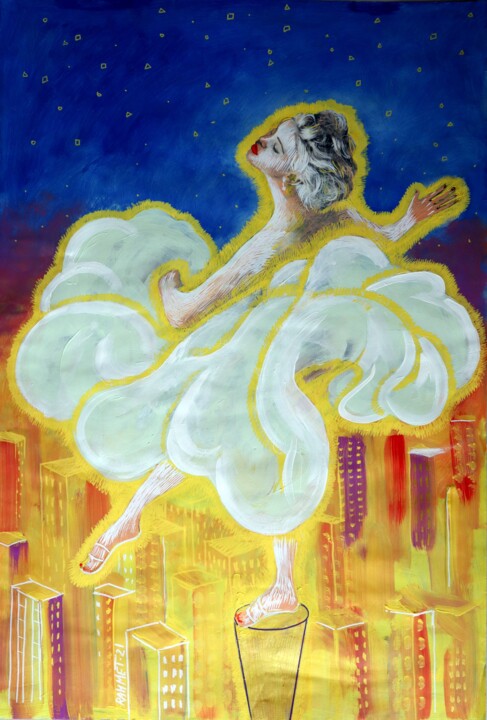 MERILIN MONROE OVER TOWN 2. 绘画, 33.9x23.2 in