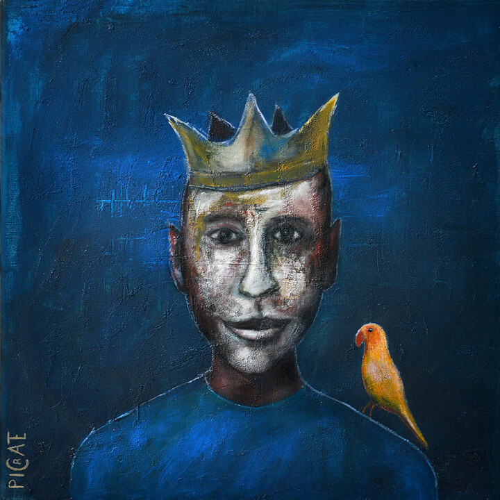 "Blue Note King" 绘画, 23.6x23.6 in
