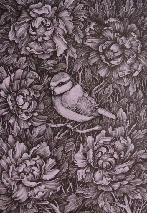 "Peonies" 图画, 15.8x11.8 in