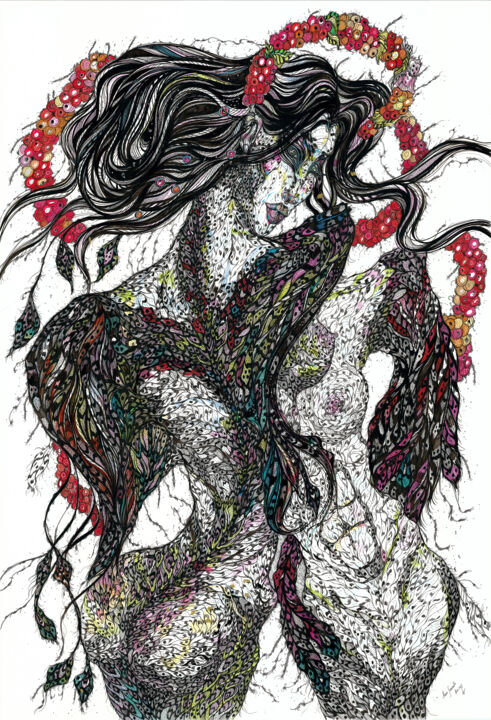Sirin. The Bird of Joy I 绘画, 40.9x28.4 in