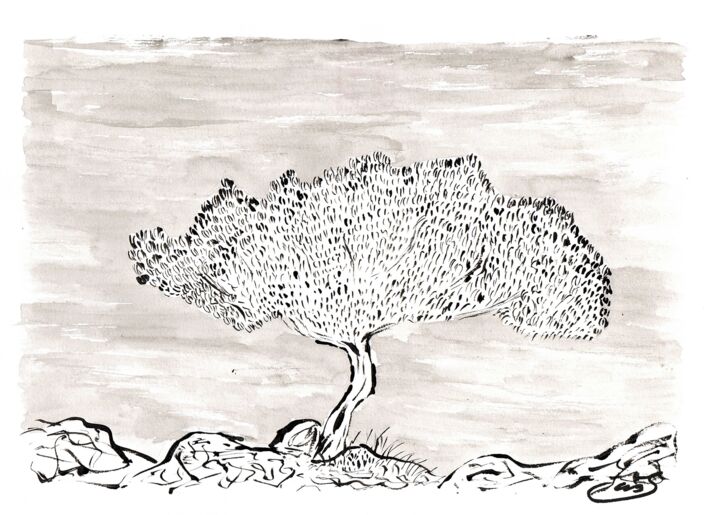 Regard d'un arbre Painting, 8.3x11.7 in