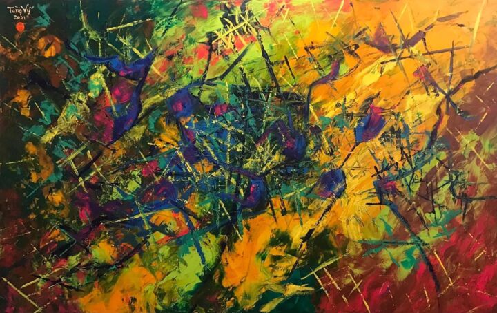 Painting titled "Wildflowers" by My Ha, Original Artwork, Acrylic