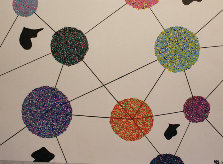 Drawing titled "Atomes" by Axel ., Original Artwork, Marker