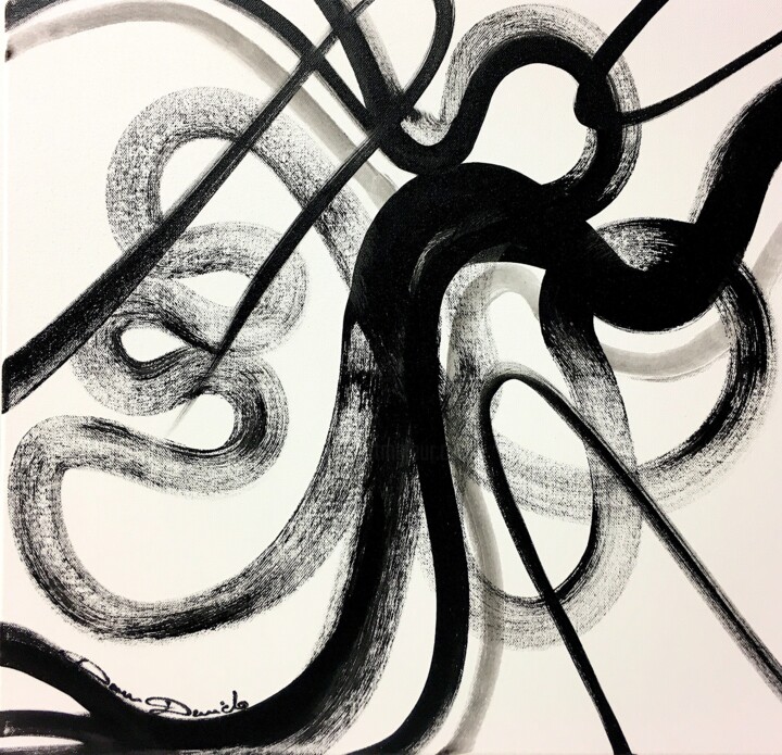 Peinture intitulée "Black lines" par Dam Domido, Œuvre d'art originale, Acrylique Monté sur Châssis en bois