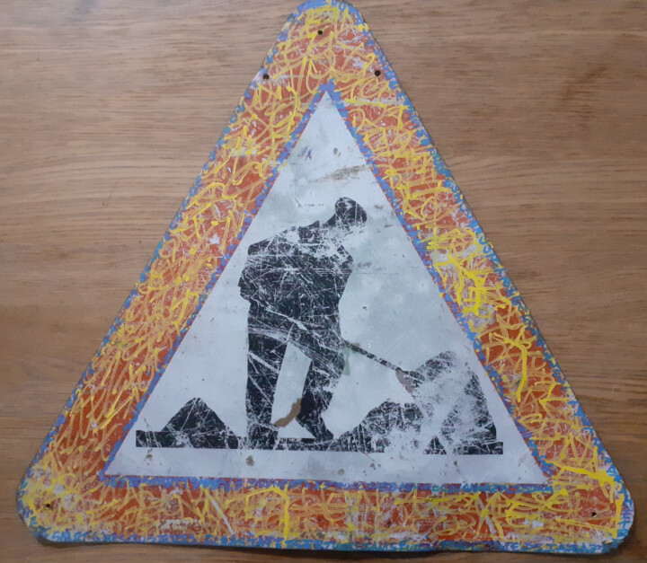Painting titled "En travaux" by Axel ., Original Artwork, Marker
