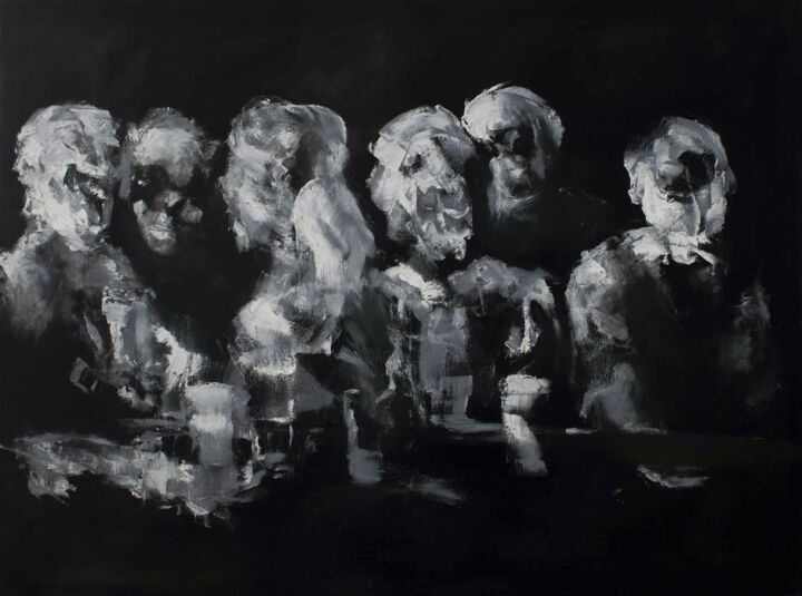 Barflies 2 绘画, 35.4x47.2 in