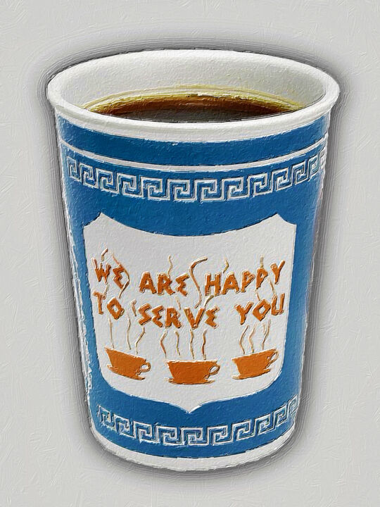 Greek Go Cup Pop Coffee Lover 绘画, 20x15 in
