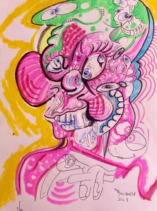Untitled (pink portrait) 图画, 11.6x9.3 in
